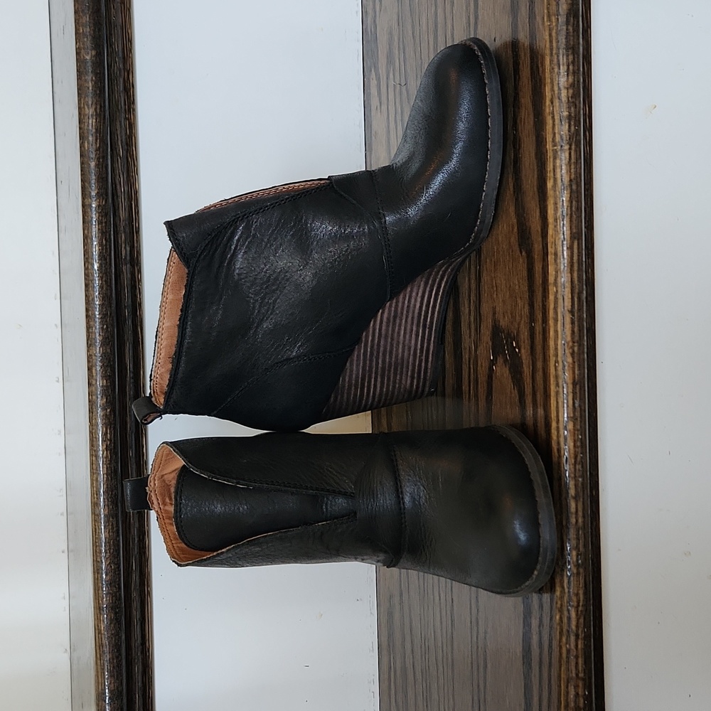 Boots, black, leather, 7.5, Lucky Brand, wedges